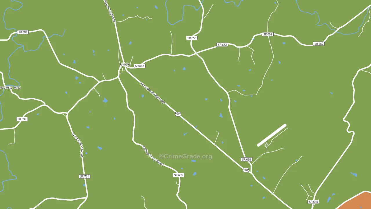 Mount Zion, VA Map of Robbery Rates