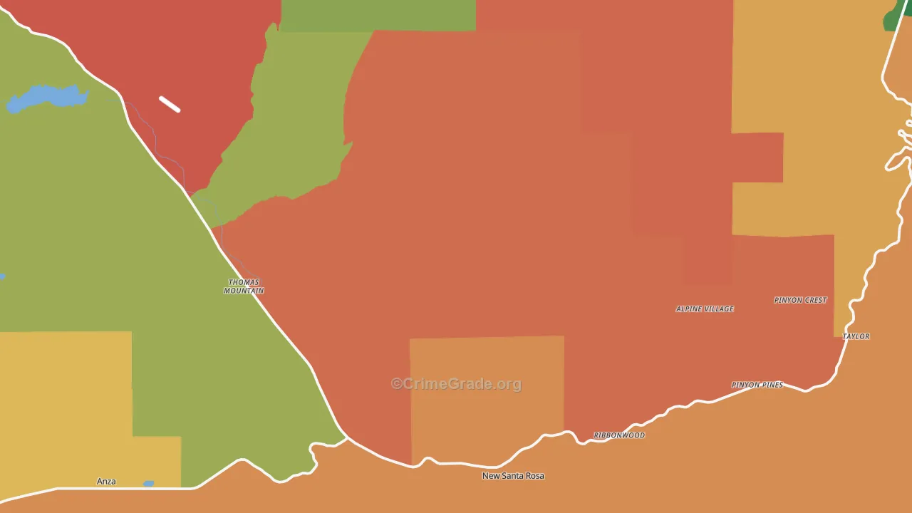 Mountain Center, CA Map of Robbery Rates