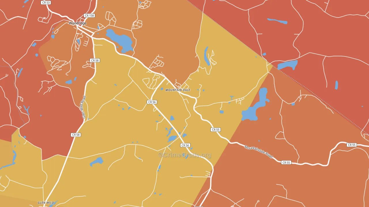 Mountain Dale, NY Map of Robbery Rates