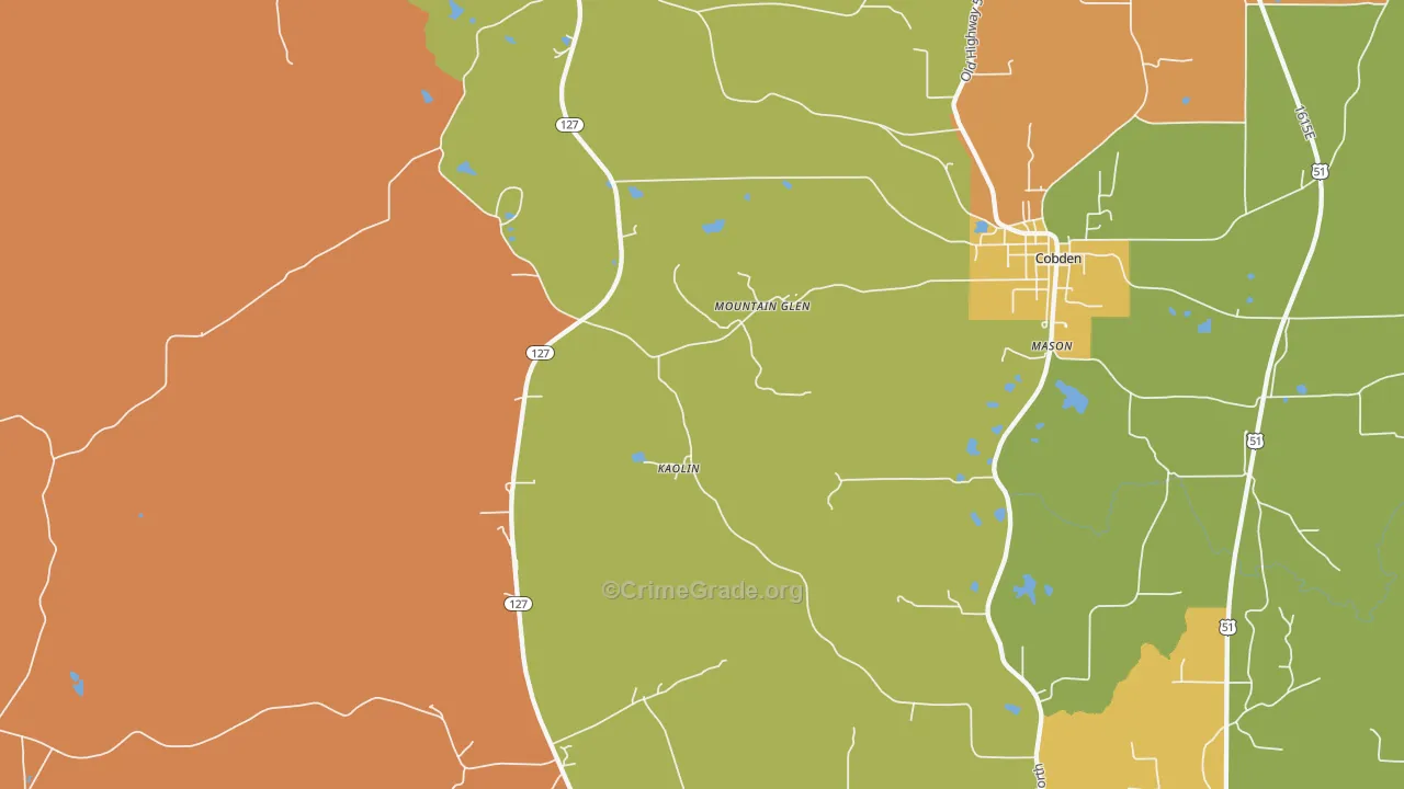 Mountain Glen, IL Map of Robbery Rates