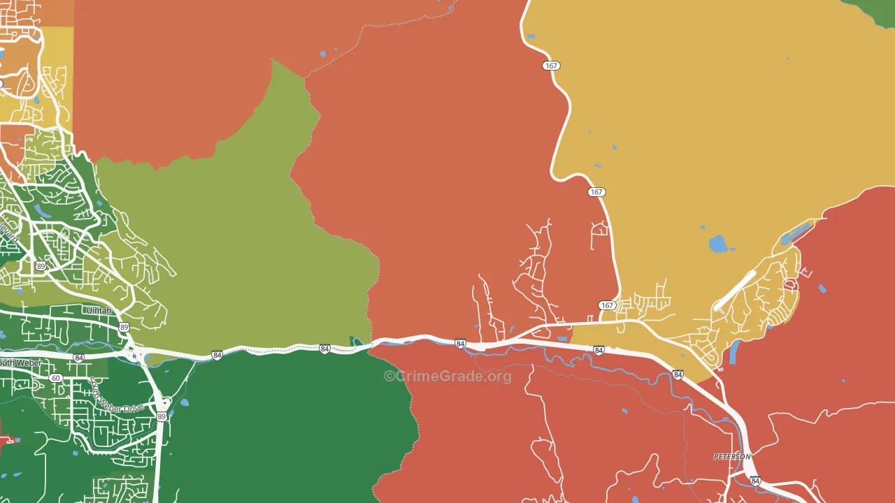 Mountain Green, UT Map of Robbery Rates