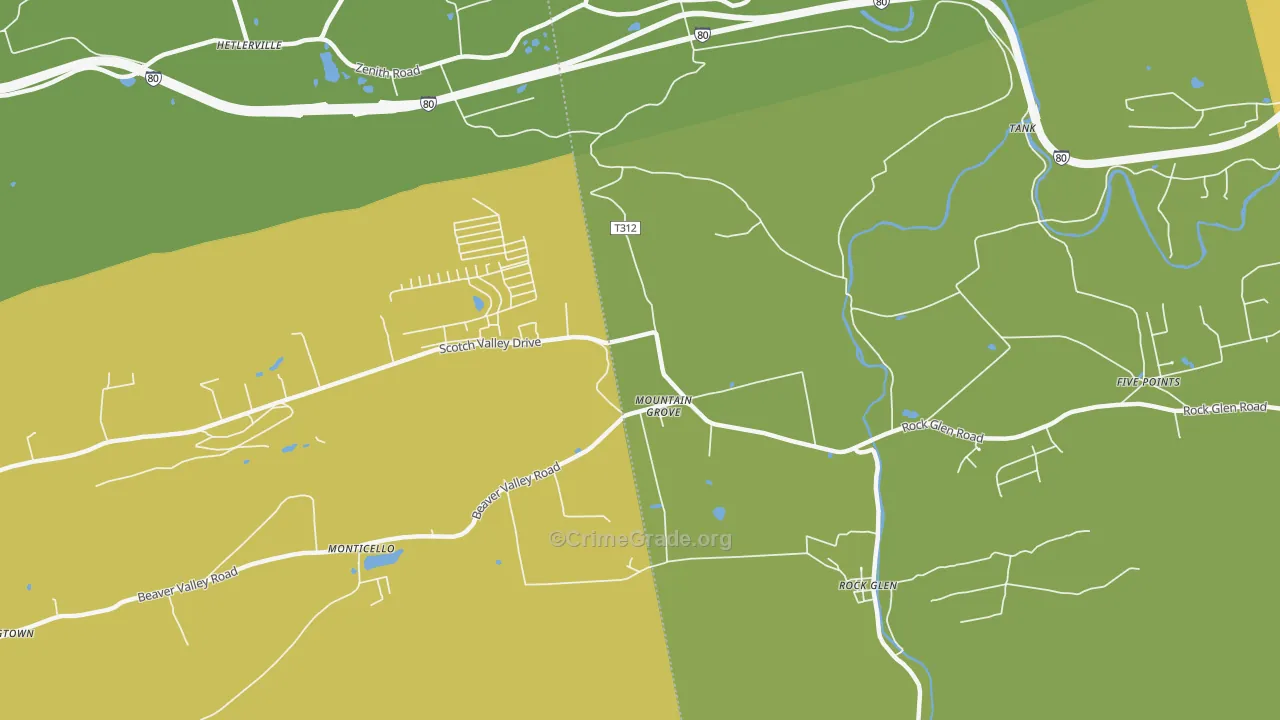 Mountain Grove, PA Map of Robbery Rates