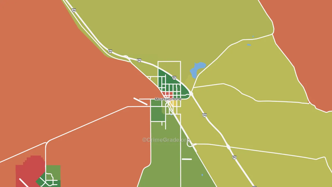 Mountain Home, ID Map of Robbery Rates