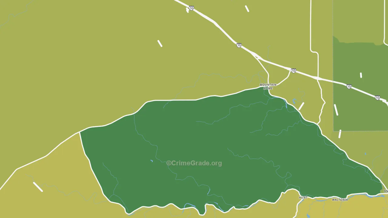 Mountain Home, TX Map of Robbery Rates