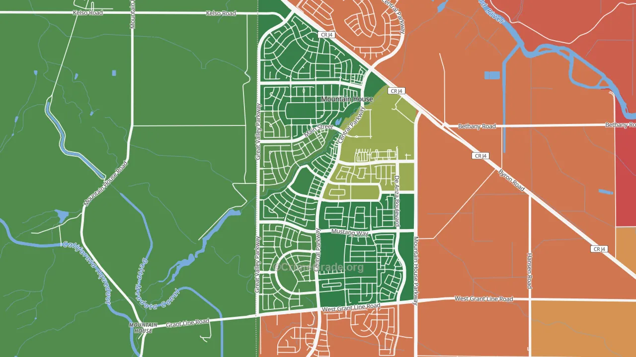 Mountain House, CA Map of Robbery Rates