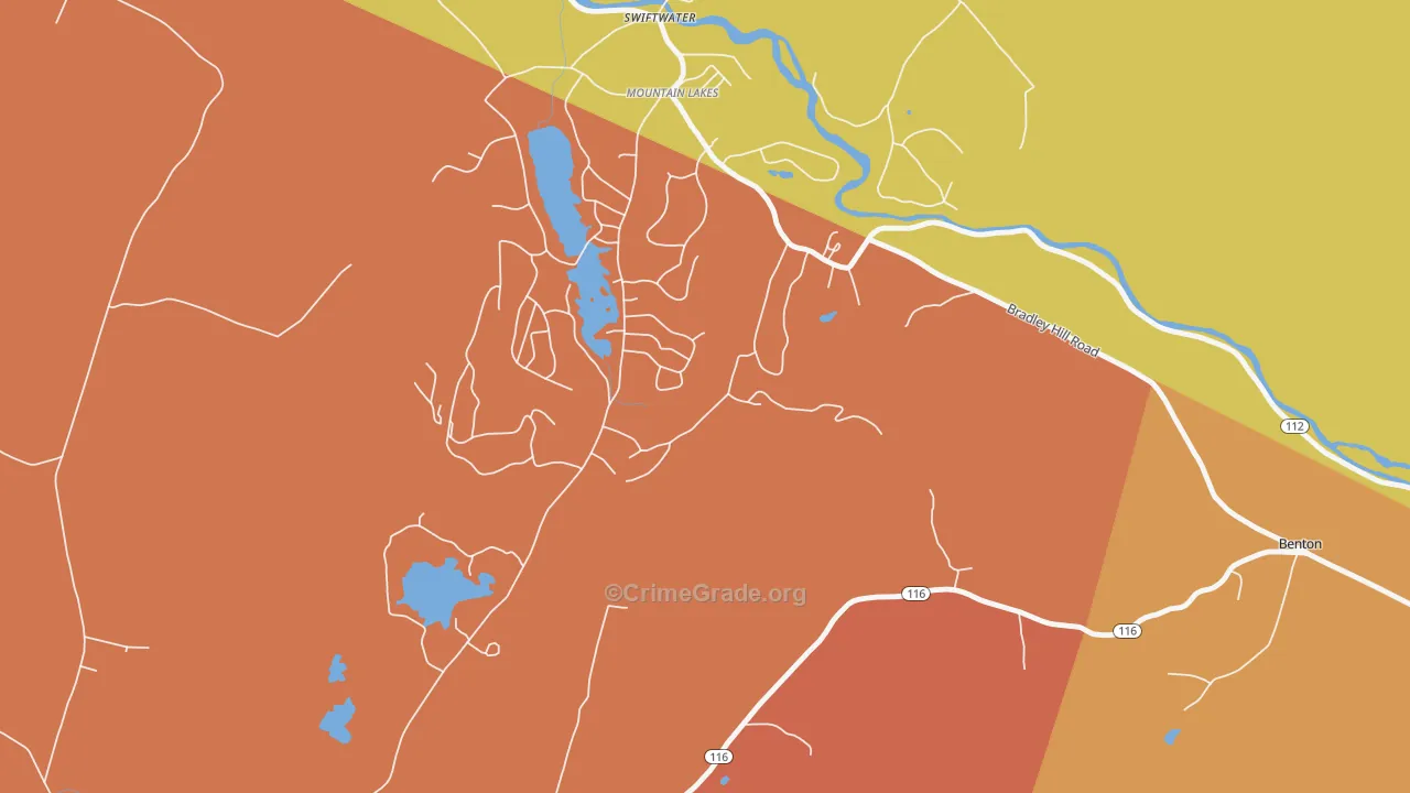 Mountain Lakes, NH Map of Robbery Rates