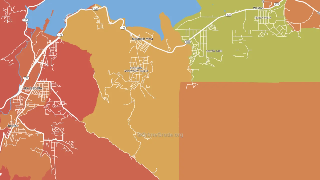 Mountain Mesa, CA Map of Robbery Rates