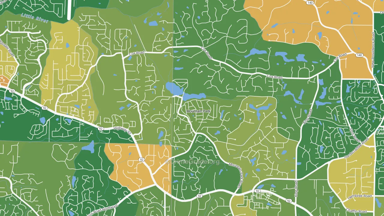 Mountain Park, GA Map of Robbery Rates
