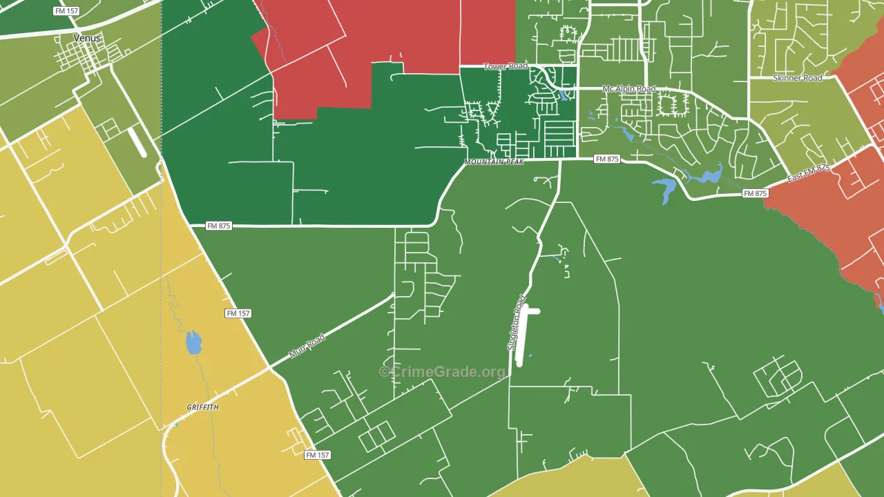 Mountain Peak, TX Map of Robbery Rates