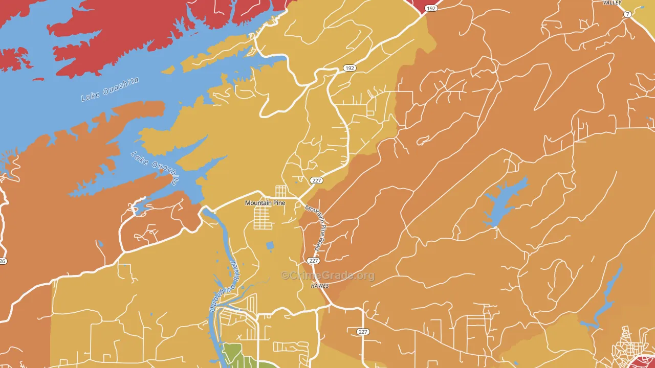 Mountain Pine, AR Map of Robbery Rates
