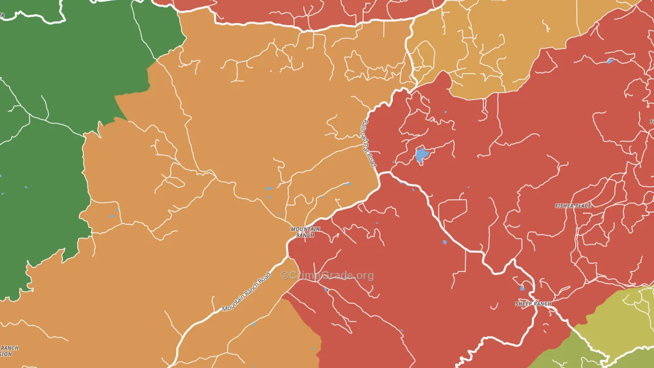 Mountain Ranch, CA Map of Robbery Rates