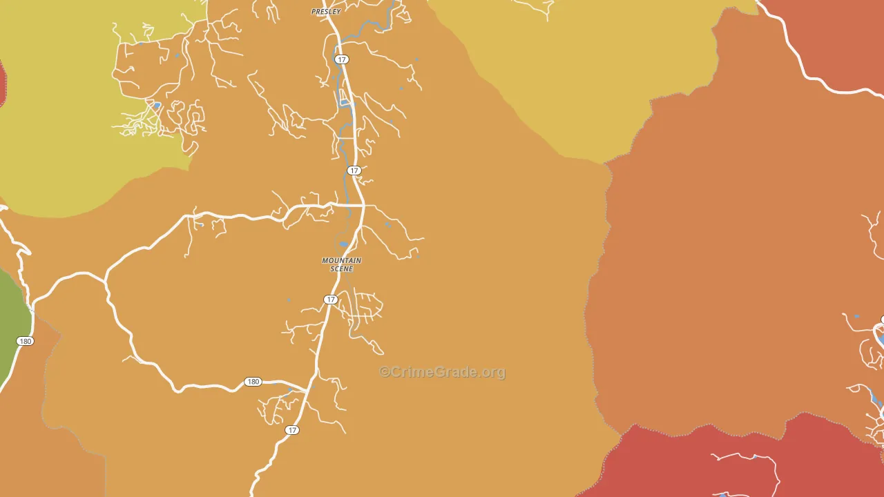 Mountain Scene, GA Map of Robbery Rates