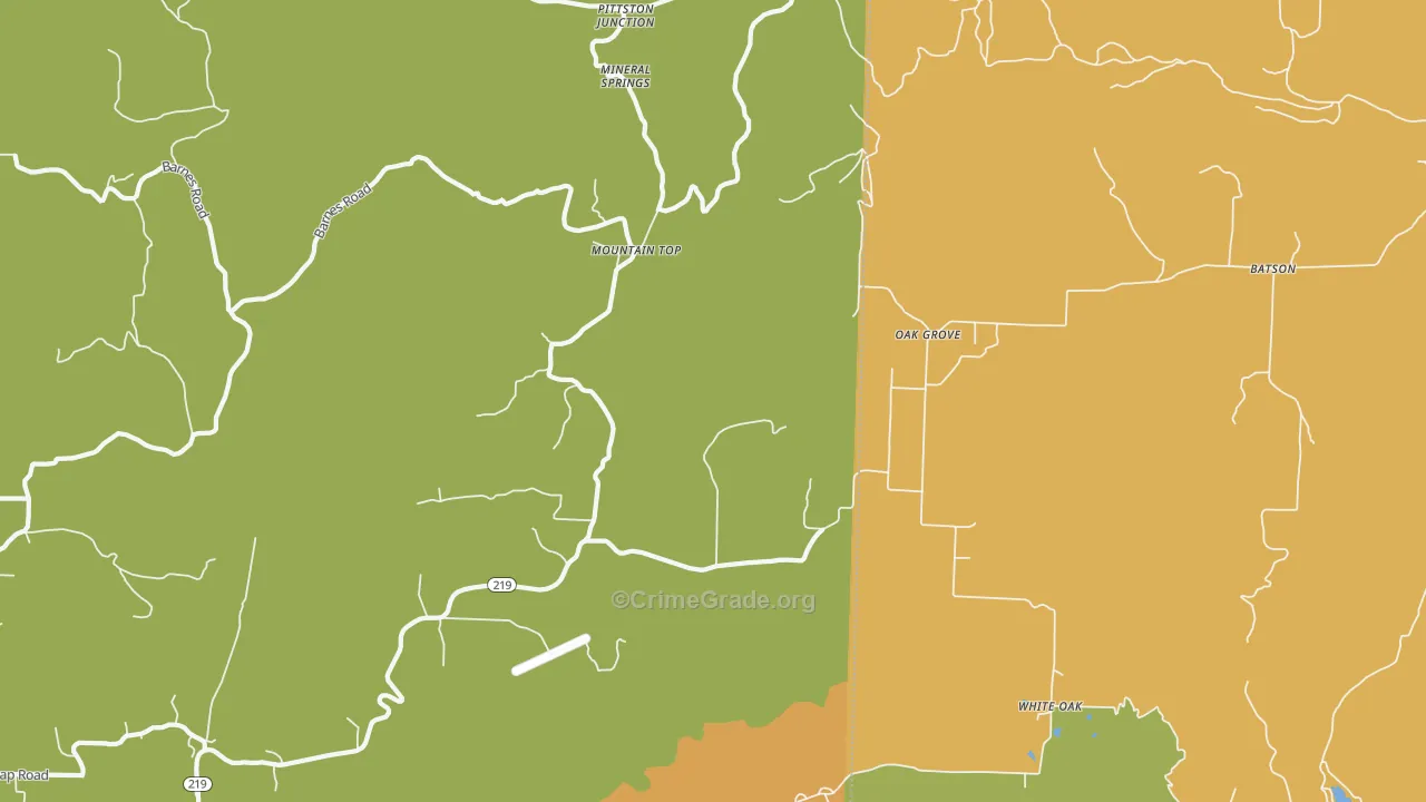Mountain Top, AR Map of Robbery Rates