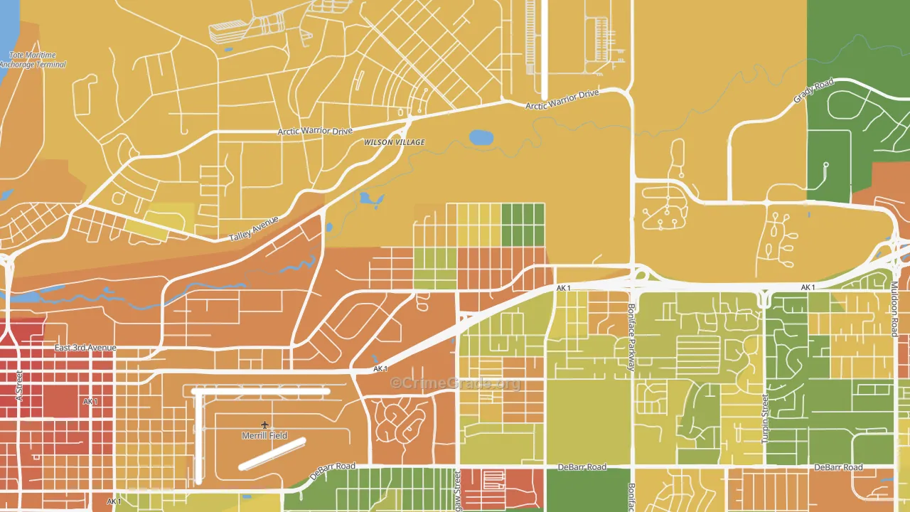 Mountain View, Anchorage, AK Map of Robbery Rates