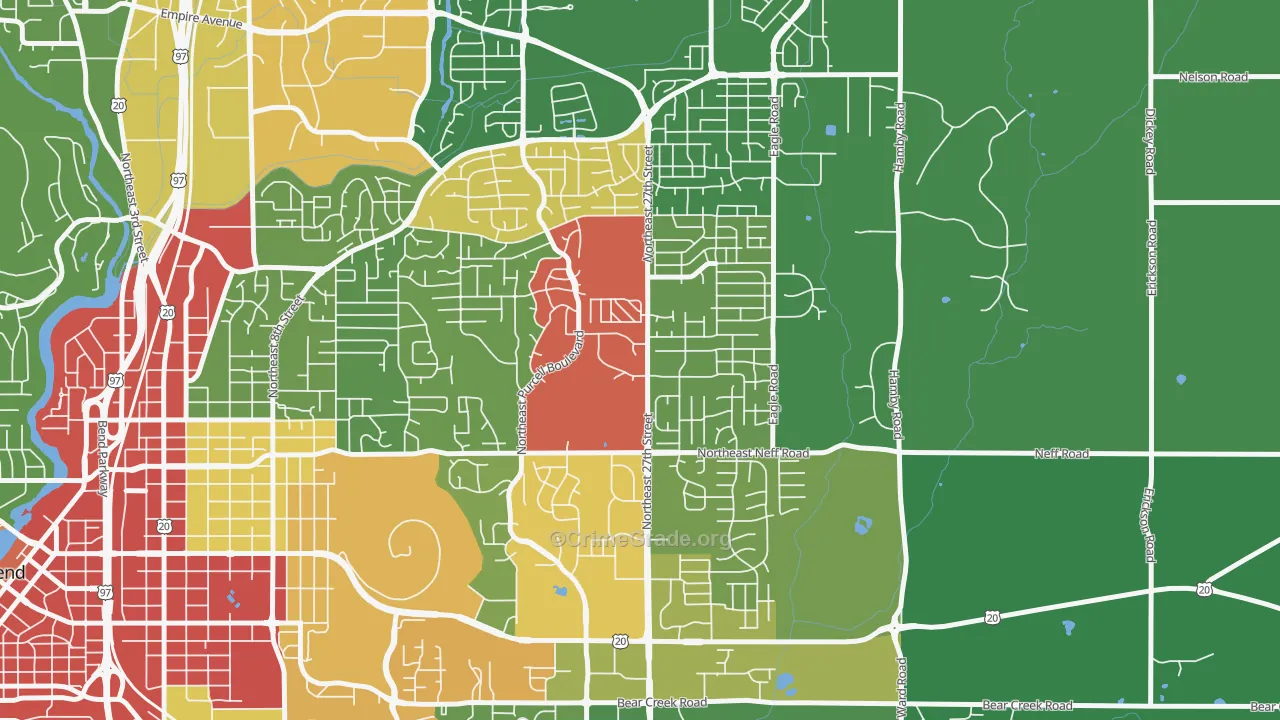 Mountain View, Bend, OR Map of Robbery Rates