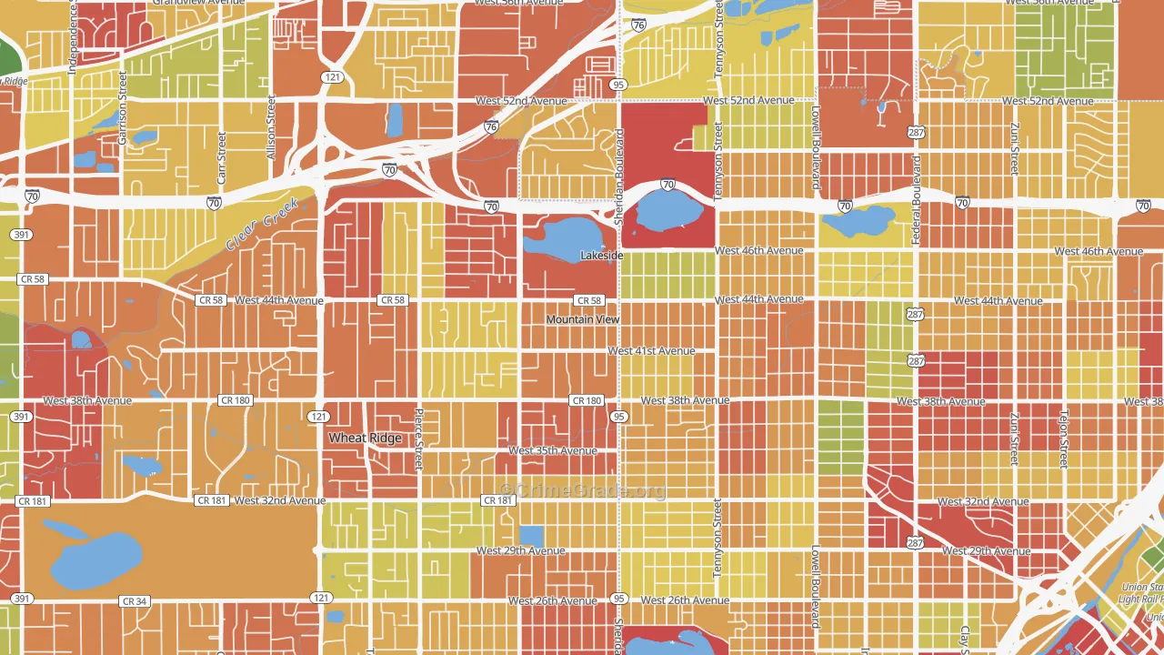Mountain View, CO Map of Robbery Rates