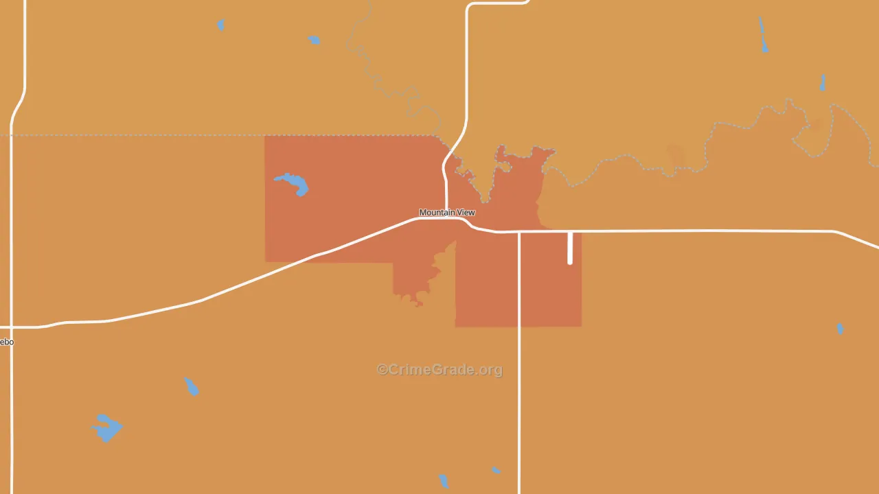 Mountain View, OK Map of Robbery Rates
