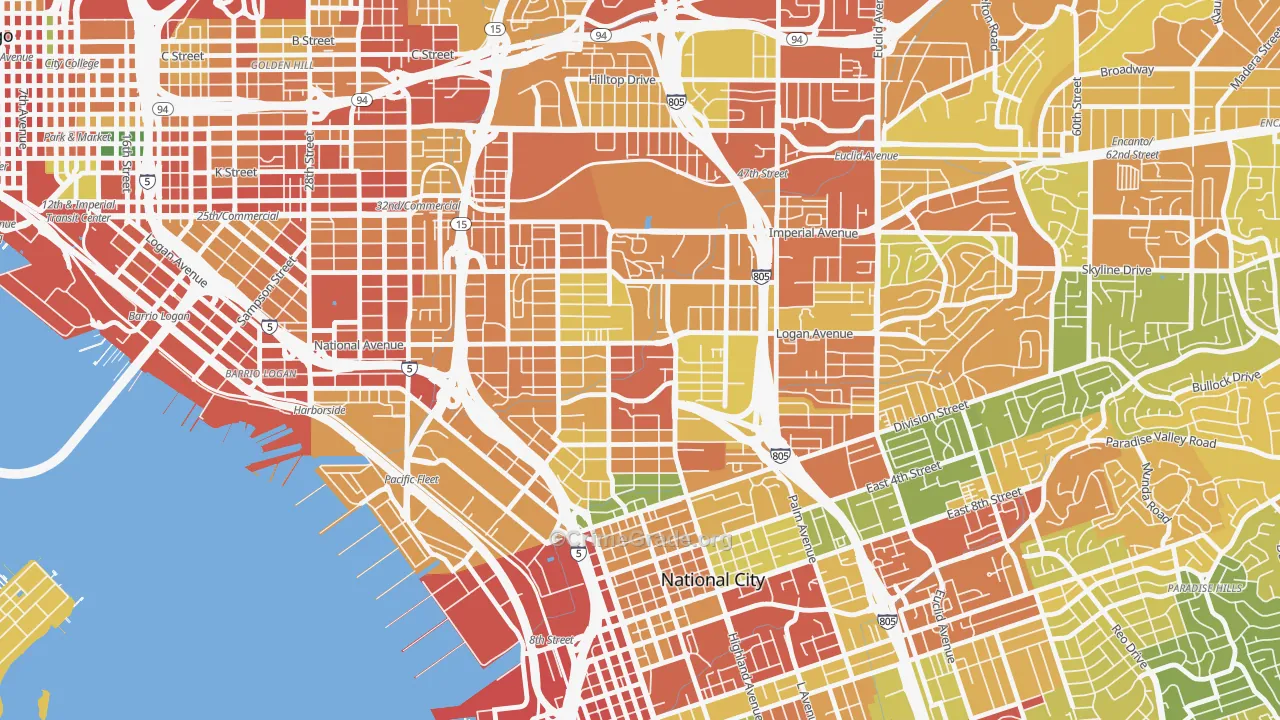 Mountain View San Diego, San Diego, CA Map of Robbery Rates
