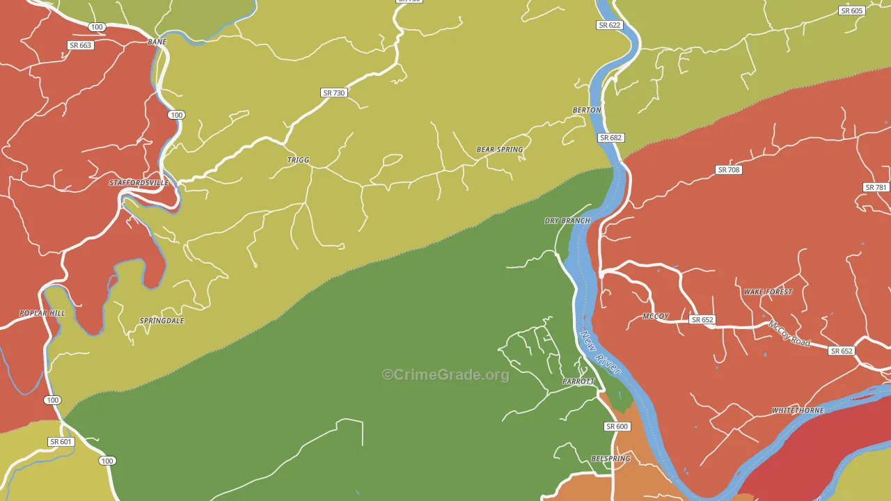 Mountain View, VA Map of Robbery Rates