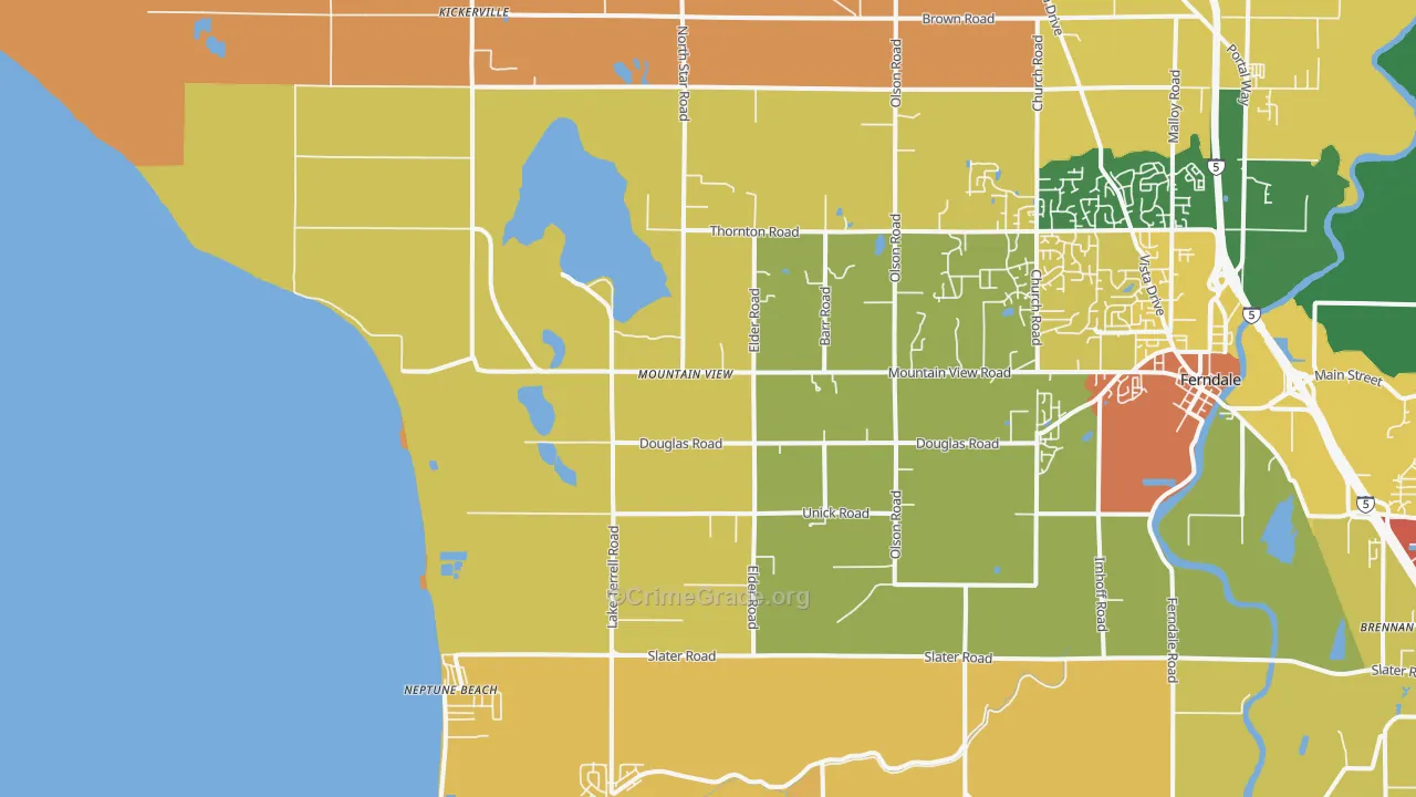 Mountain View, WA Map of Robbery Rates