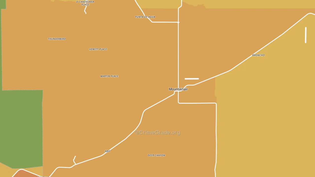 Mountainair, NM Map of Robbery Rates