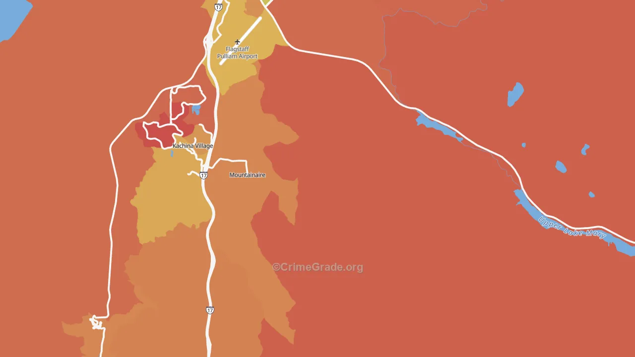 Mountainaire, AZ Map of Robbery Rates