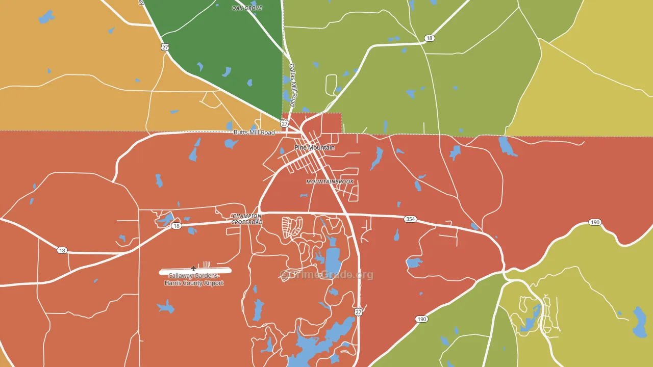 Mountainbrook, GA Map of Robbery Rates