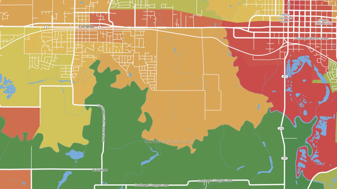 Mountaindale, OR Map of Robbery Rates