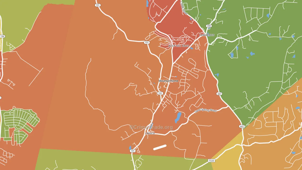 Mountainhome, PA Map of Robbery Rates