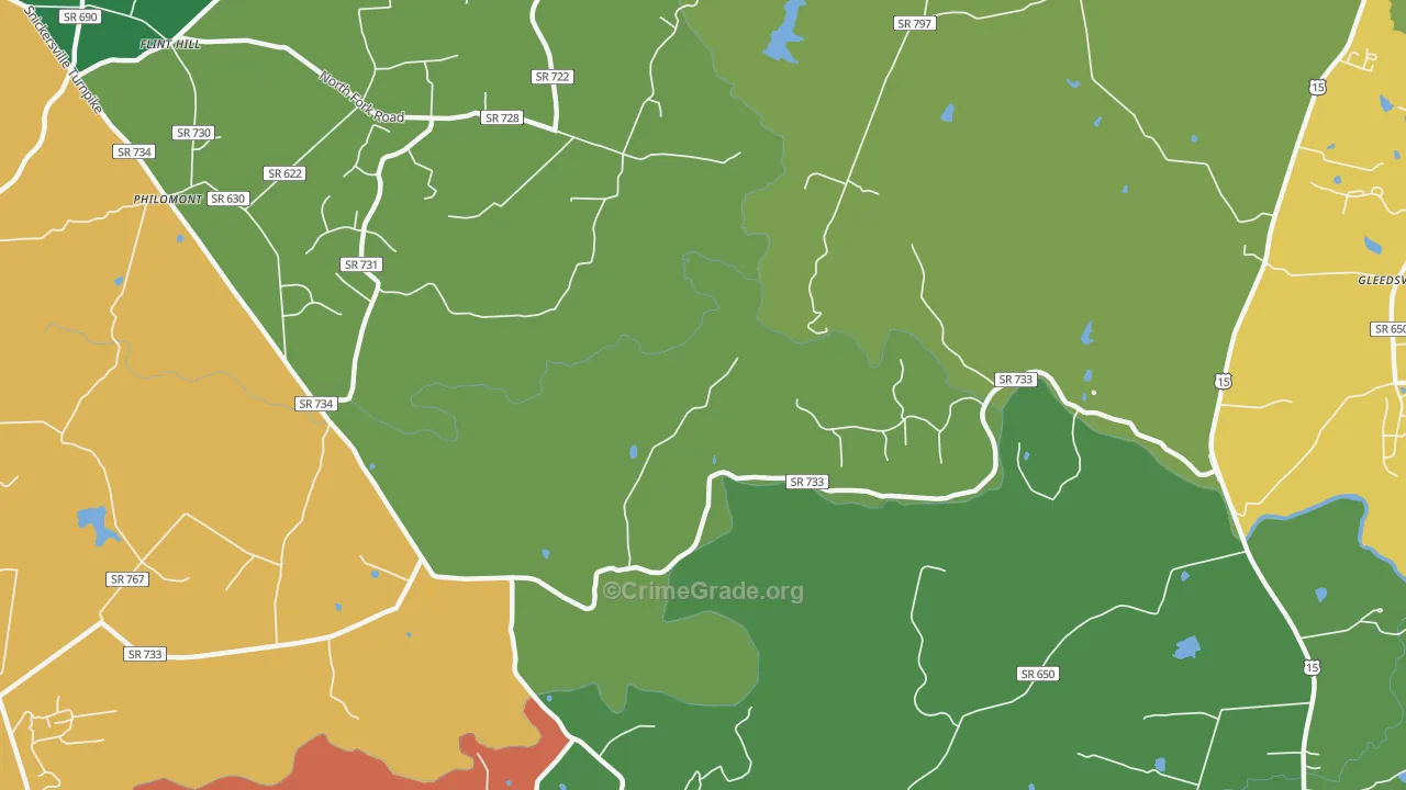 Mountville, VA Map of Robbery Rates