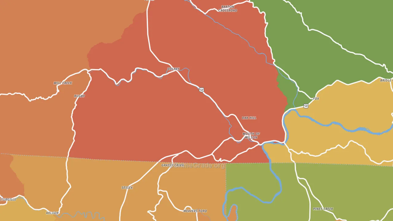 Mouth Of Wilson, VA Map of Robbery Rates