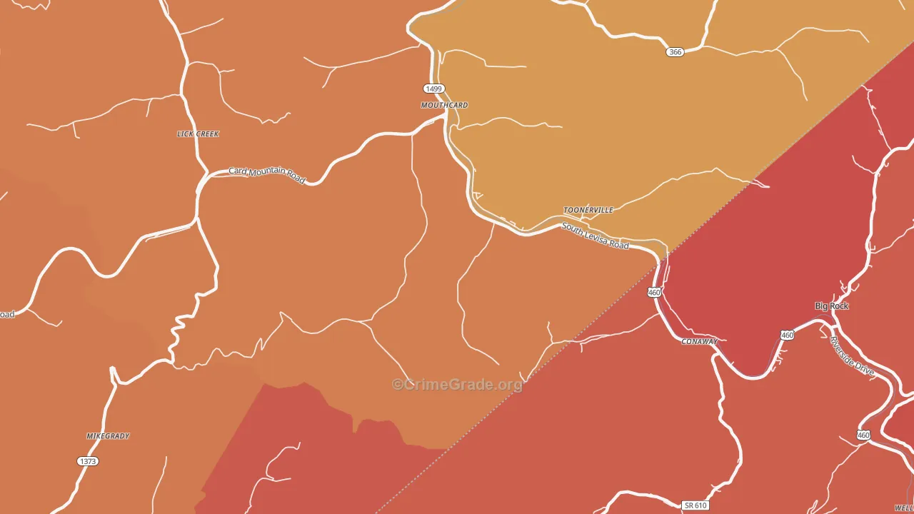 Mouthcard, KY Map of Robbery Rates