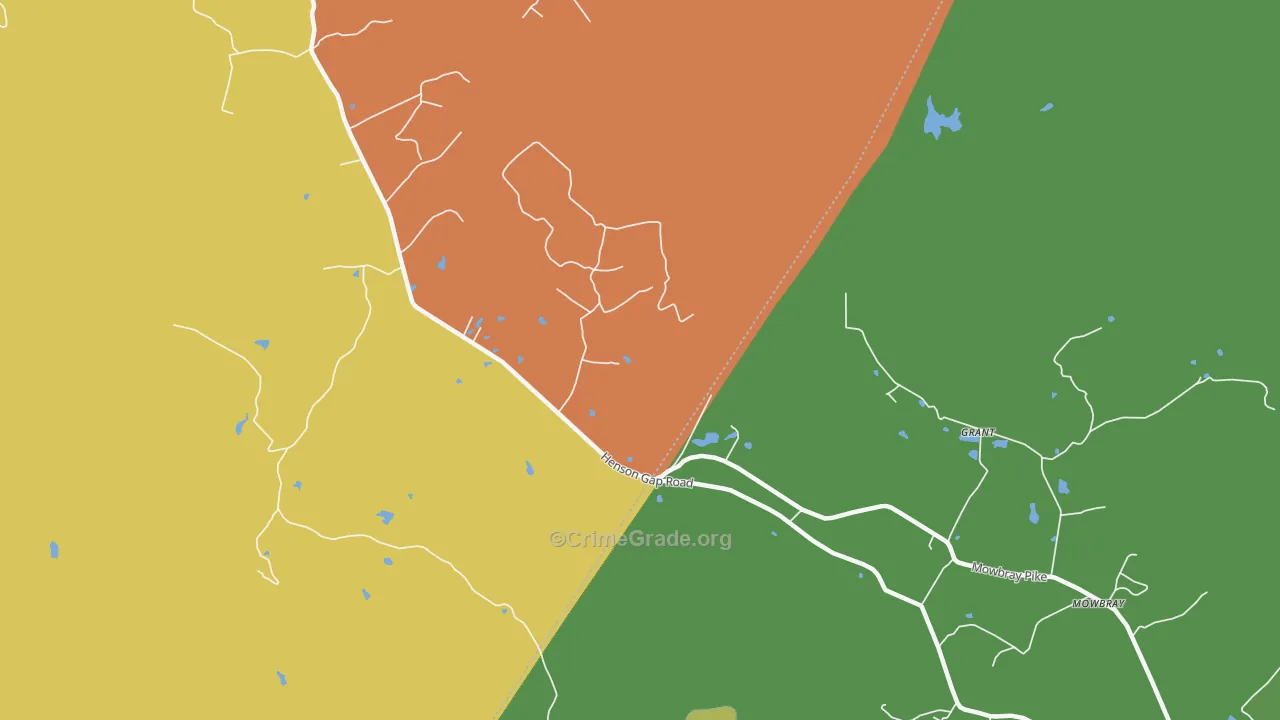 Mowbray, TN Map of Robbery Rates
