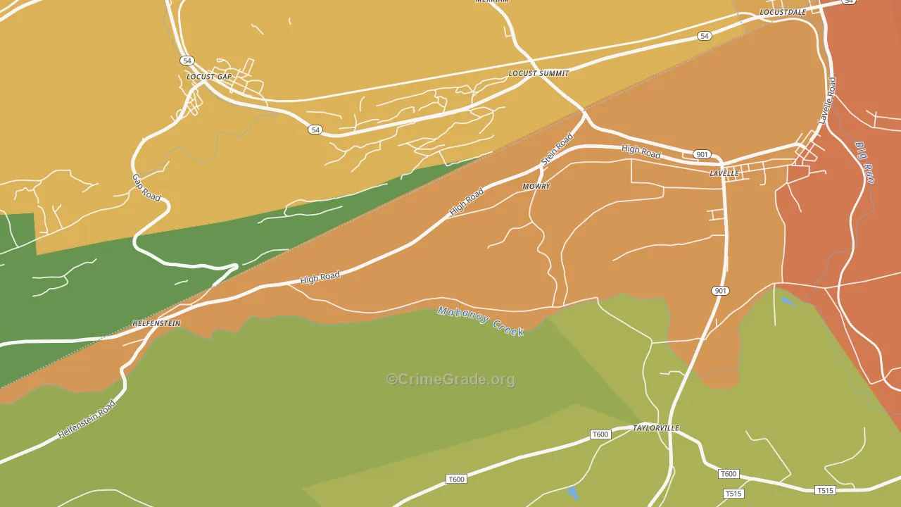 Mowry, PA Map of Robbery Rates