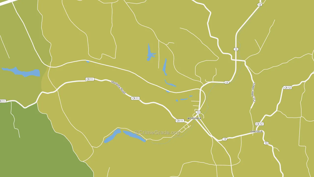 Moxahala, OH Map of Robbery Rates