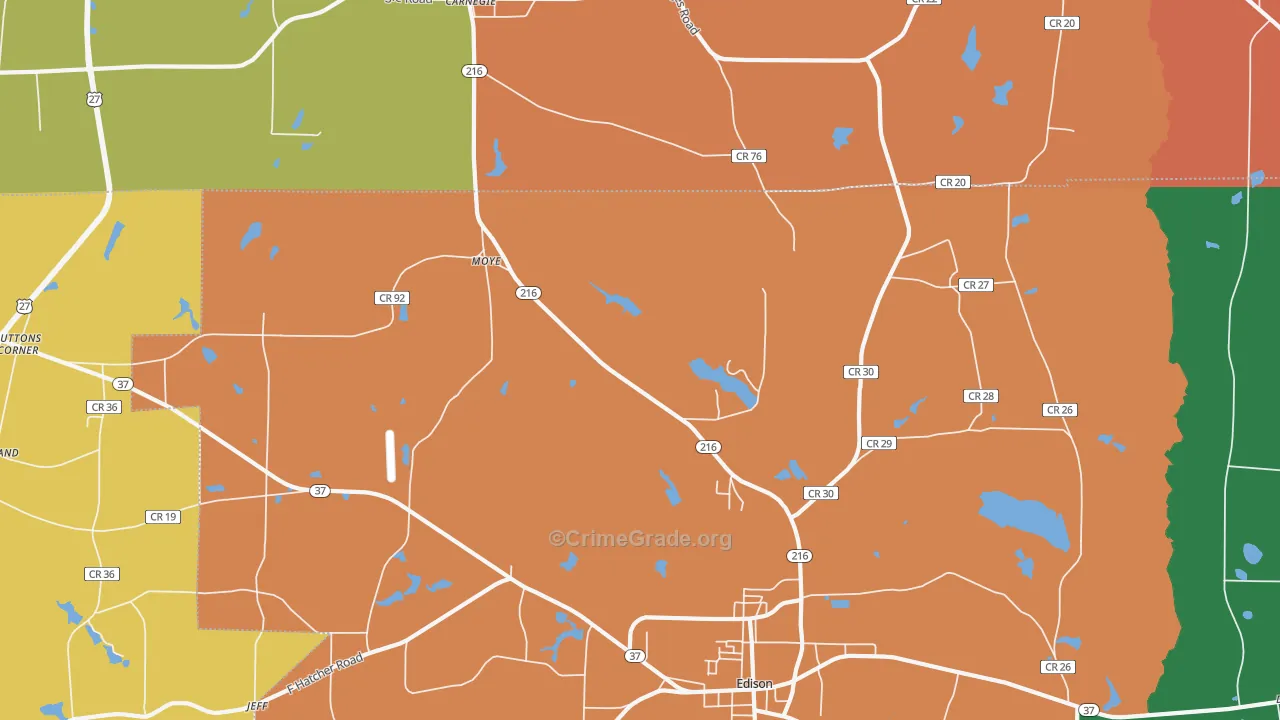 Moye, GA Map of Robbery Rates