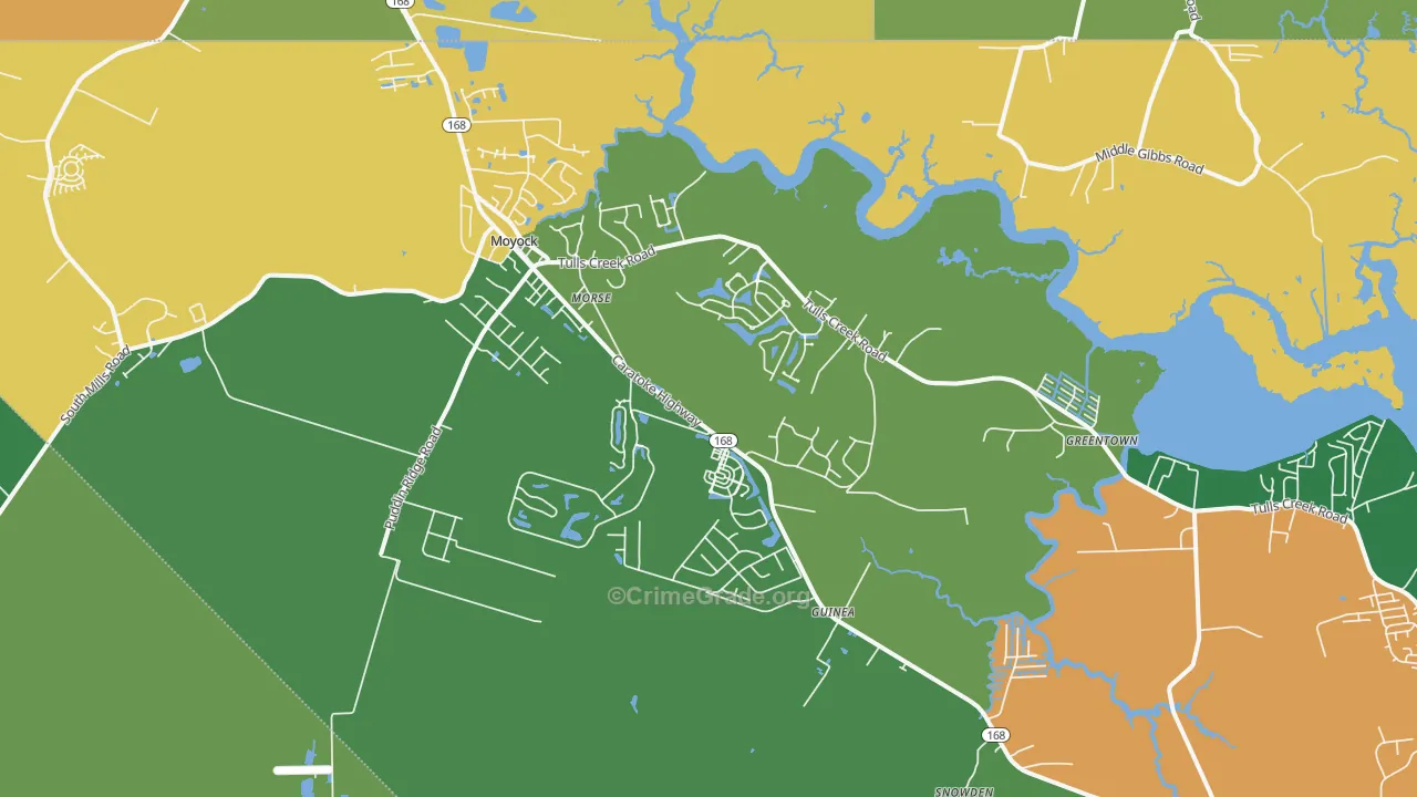 Moyock, NC Map of Robbery Rates