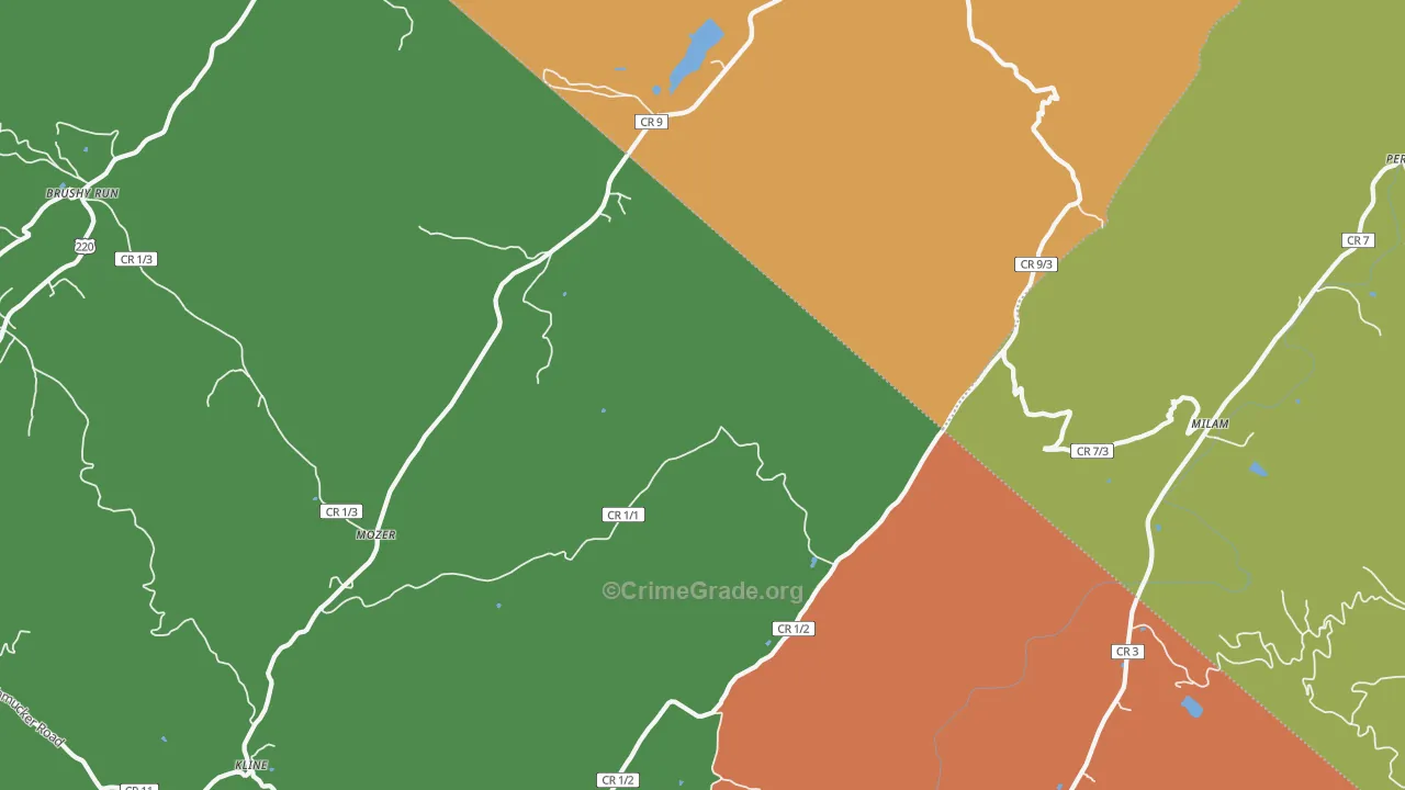 Mozer, WV Map of Robbery Rates