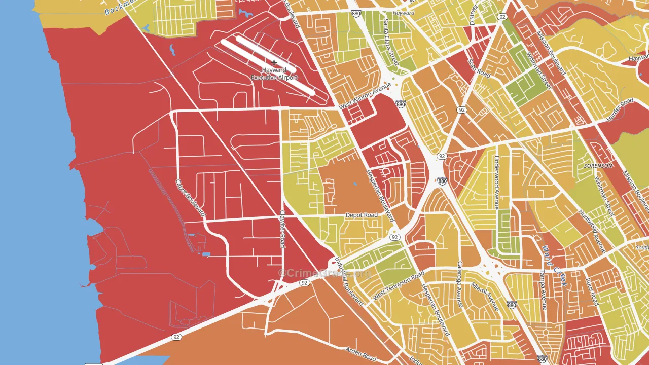 Mt Eden, Hayward, CA Map of Robbery Rates