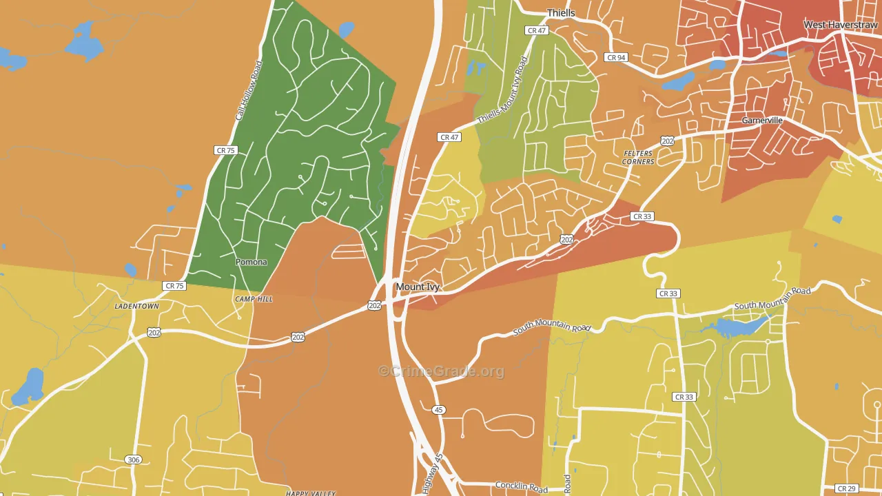 Mt Ivy, Pomona, NY Map of Robbery Rates