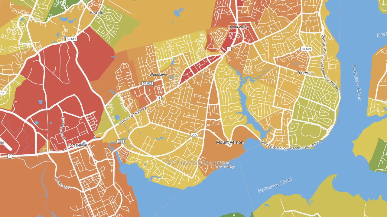 Mt Vernon, Mount Vernon, VA Map of Robbery Rates
