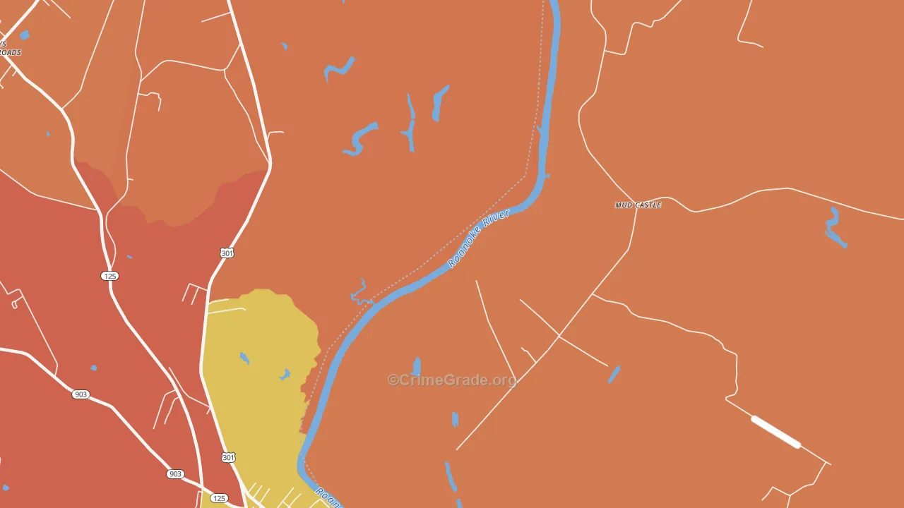 Mud Castle, NC Map of Robbery Rates