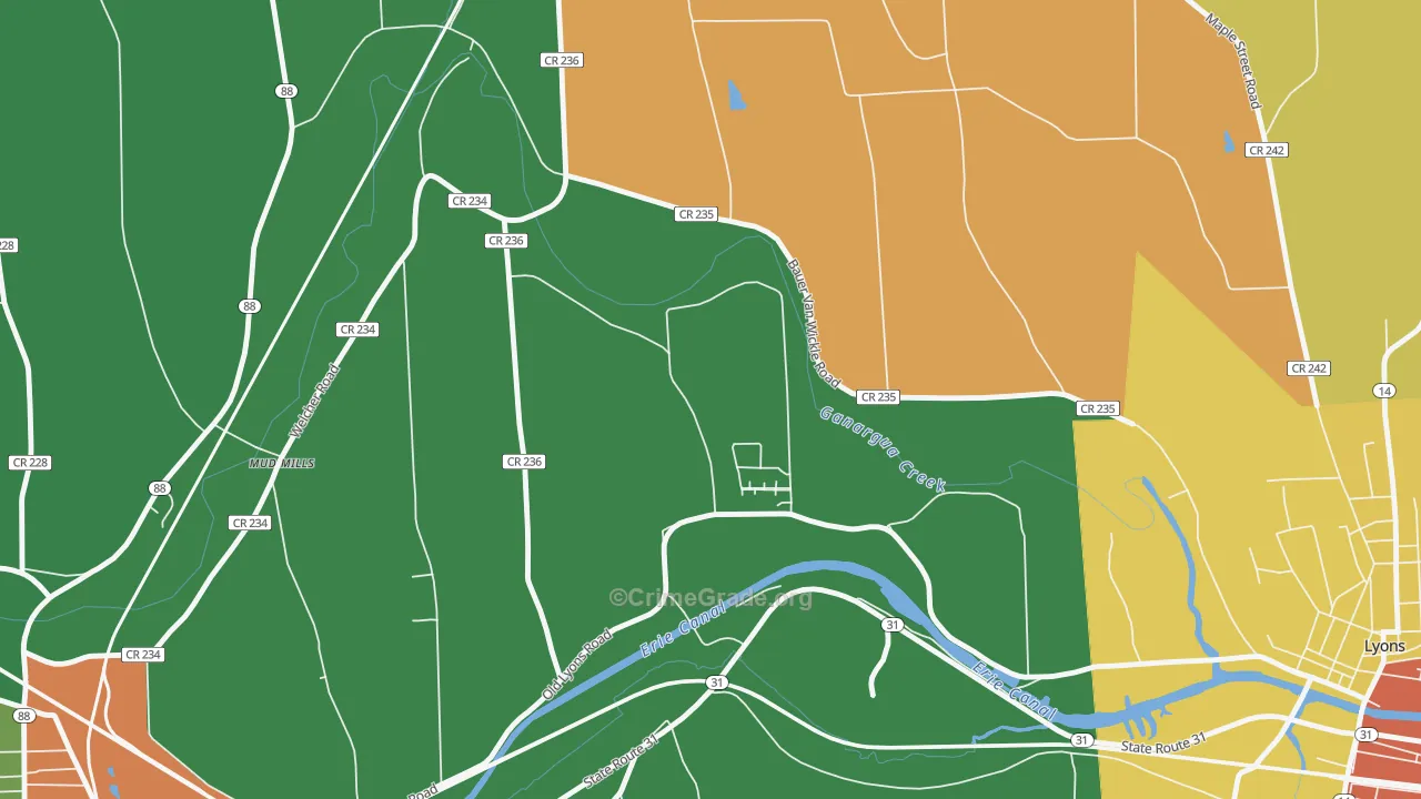 Mud Mills, NY Map of Robbery Rates