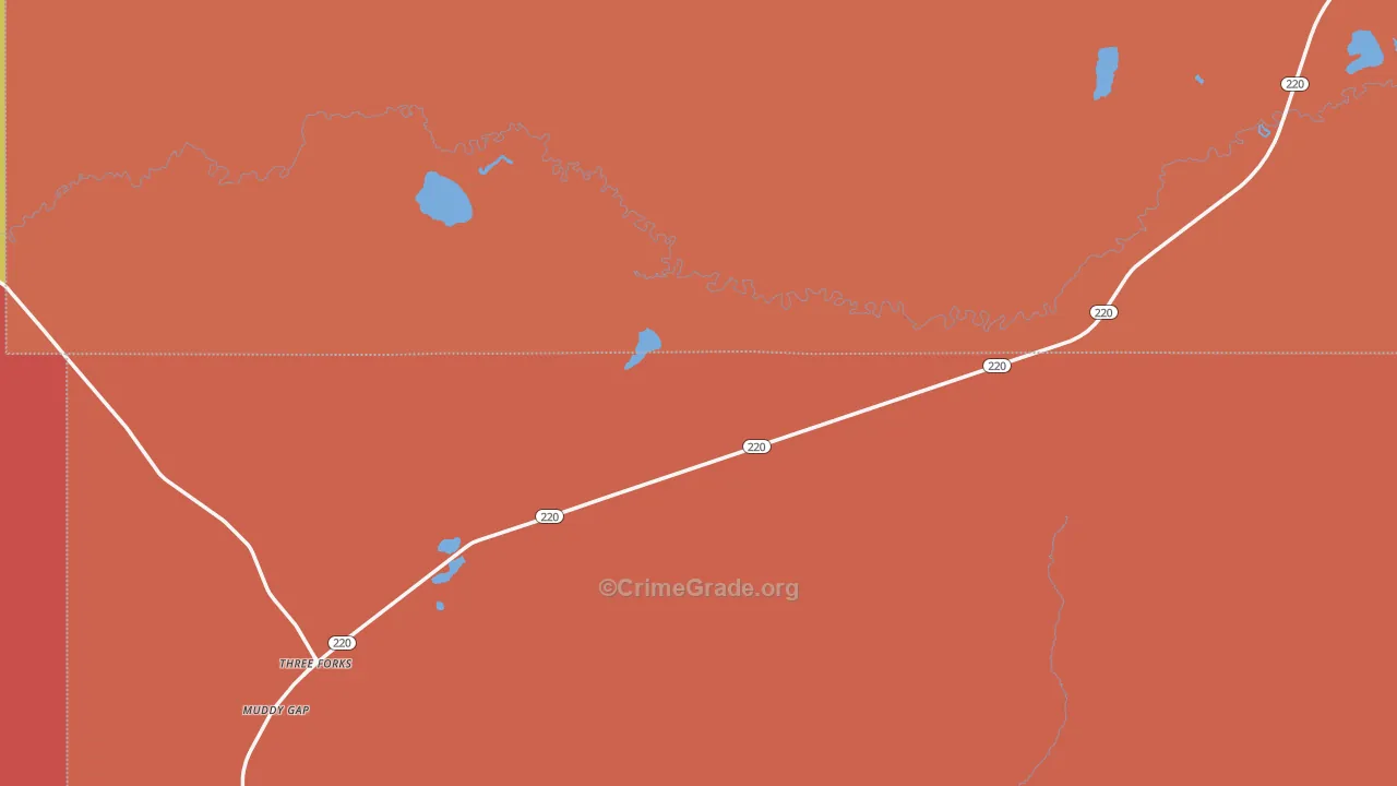 Muddy Gap, WY Map of Robbery Rates