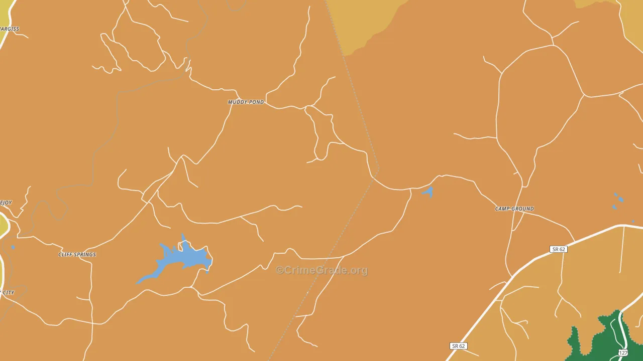 Muddy Pond, TN Map of Robbery Rates