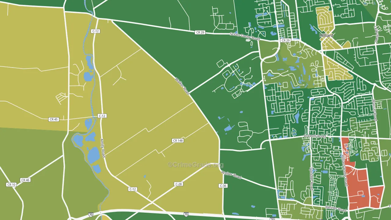 Mudsock, OH Map of Robbery Rates