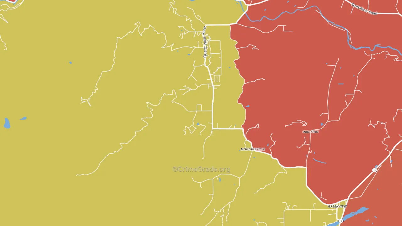 Mugginsville, CA Map of Robbery Rates
