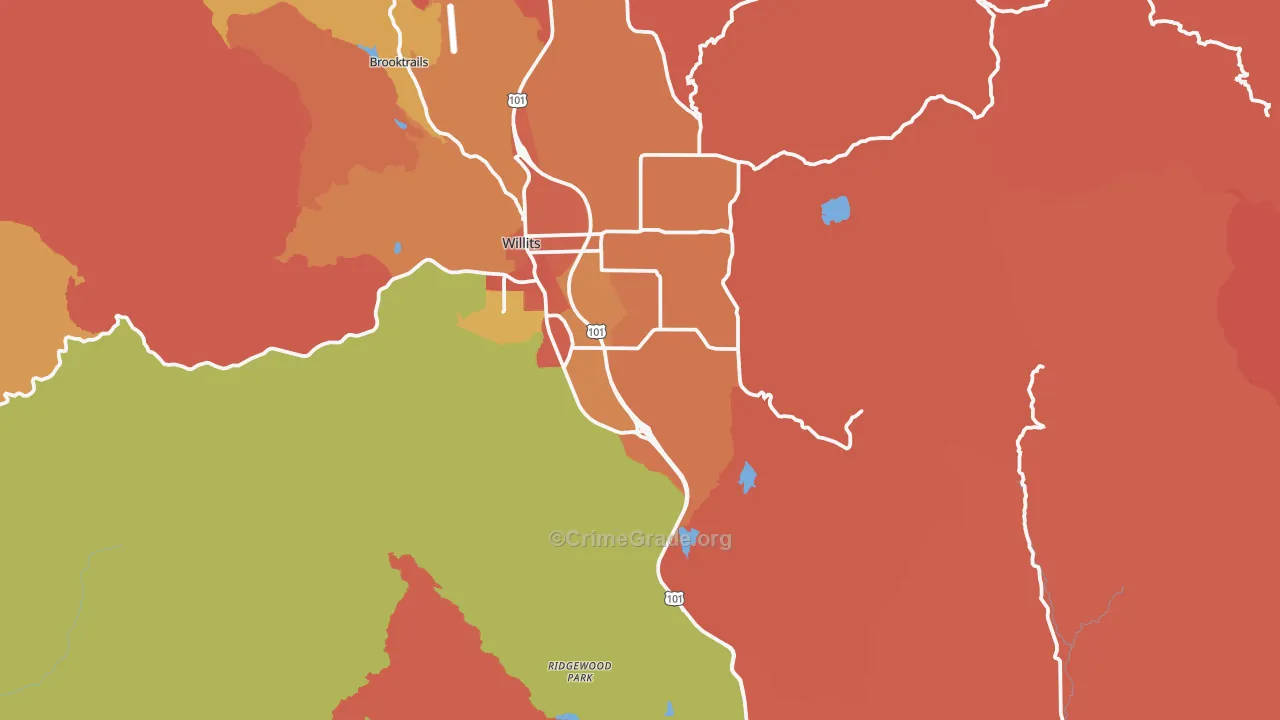 Muir, CA Map of Robbery Rates