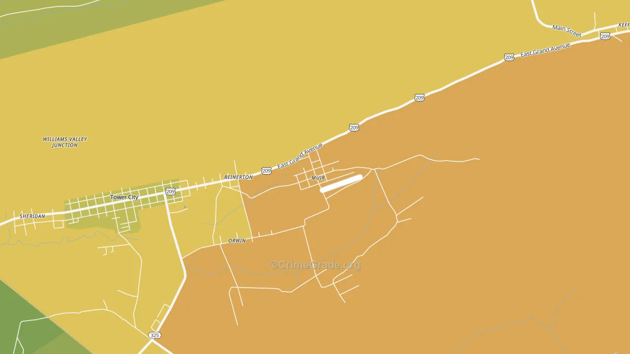 Muir, PA Map of Robbery Rates