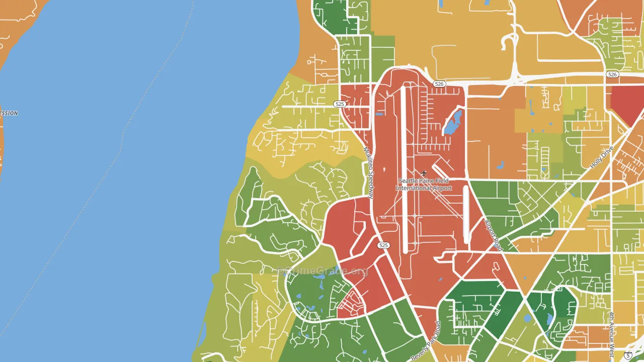 Mukilteo, WA Map of Robbery Rates